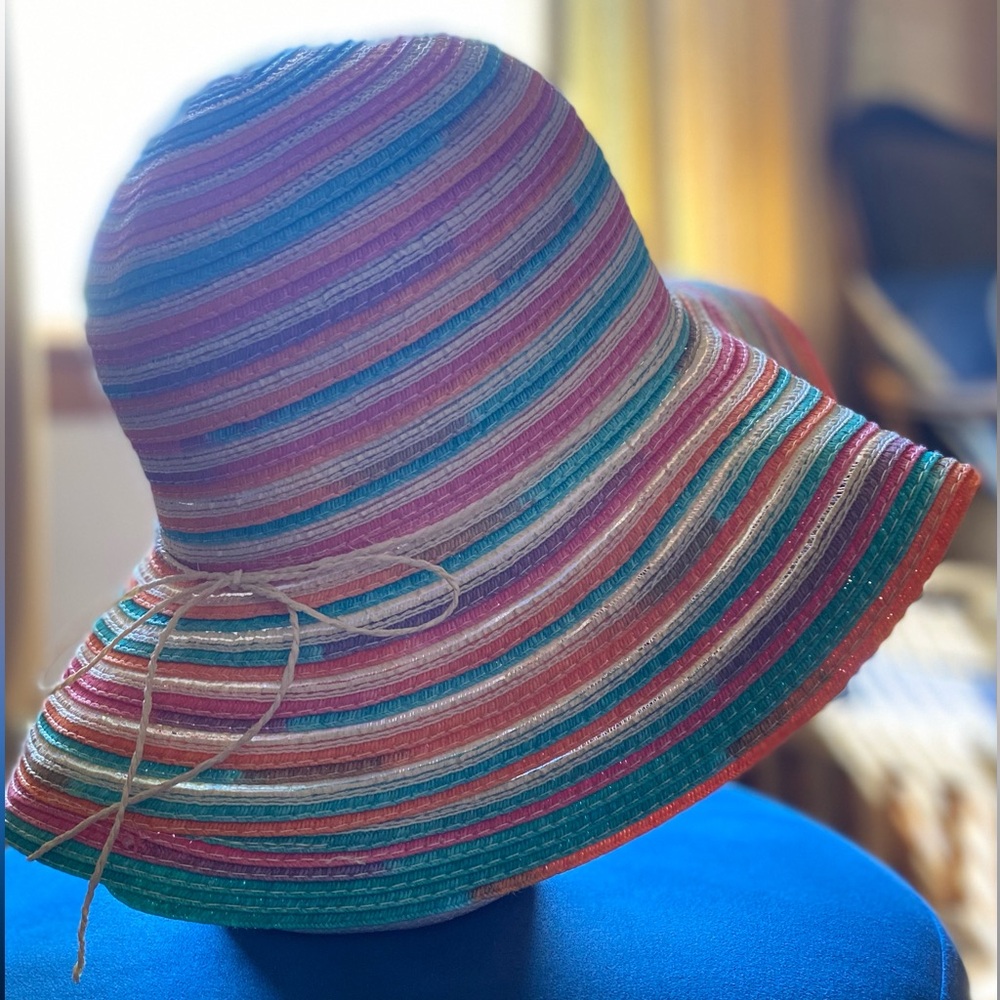 Colorful Wide Paper Brim Sun Hat - Picture 9 of 14